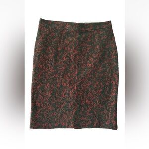 Michael Kors Pencil Skirt women’s Large red black lace back zip EUC classic